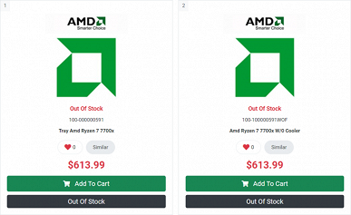 От 330 долларов за 6-ядерный Ryzen 5 7600X до 890 долларов за 16-ядерный Ryzen 9 7950X. Ретейлер раскрыл стоимость новейших CPU Ryzen 7000