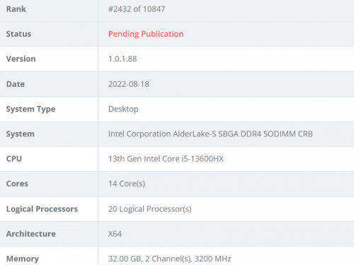 Новый мобильный Core i5 получит 14 ядер. В Сети засветился Core i5-13600HX
